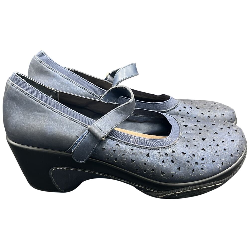🖤 Rialto Visalia Womens US 11M Mary Jane Wedge Heels Perforated Comfort Shoes